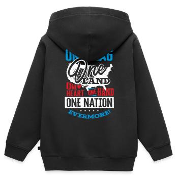 US patriotic quotes, patriot, patriots - Kids Premium Organic Zip-up Hoodie - black - Back - AI Model Kid Male (0cm)