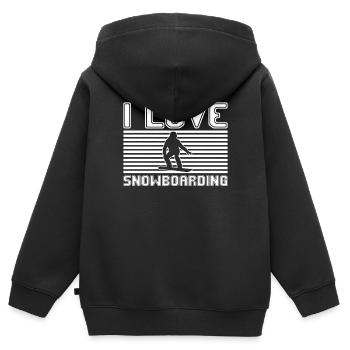 I love snowboarding - Kinder Premium Organic Zip Hoodie - Schwarz - Hinten - AI Model Kid Male (0cm)