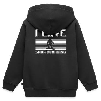 I love snowboarding - Kinder Premium Organic Zip Hoodie - Schwarz - Hinten - AI Model Kid Male (0cm)