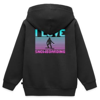 I love snowboarding - Kinder Premium Organic Zip Hoodie - Schwarz - Hinten - AI Model Kid Male (0cm)