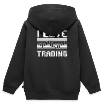 J’adore trader - Sweat Premium à capuche zippé enfant bio - noir - Dos - AI Model Kid Male (0cm)