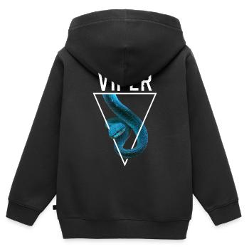 Vipère à lèvres blanches Trimeresurus Insularis - Sweat Premium à capuche zippé enfant bio - noir - Dos - AI Model Kid Male (0cm)