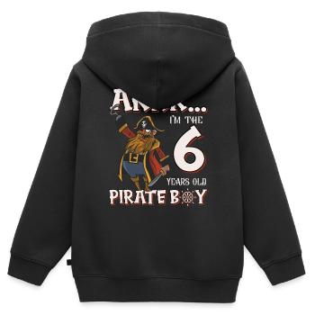 Pirate Boy 6 Jahre alter Pirat 6. Geburtstag - Kinder Premium Organic Zip Hoodie - Schwarz - Hinten - AI Model Kid Male (0cm)
