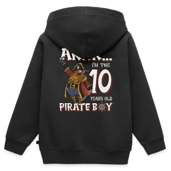 Pirate Boy 10 Jahre alter Pirat 10. Geburtstag - Kinder Premium Organic Zip Hoodie - Schwarz - Hinten - AI Model Kid Male (0cm)