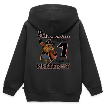Pirate Boy 1 Jahre alter Pirat 1. Geburtstag - Kinder Premium Organic Zip Hoodie - Schwarz - Hinten - AI Model Kid Male (0cm)