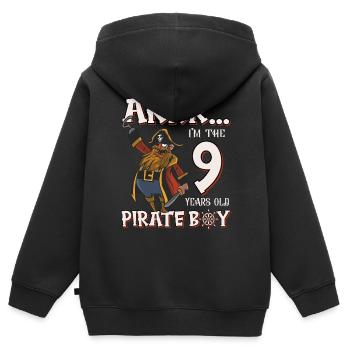 Pirate Boy 9 Jahre alter Pirat 9. Geburtstag - Kinder Premium Organic Zip Hoodie - Schwarz - Hinten - AI Model Kid Male (0cm)
