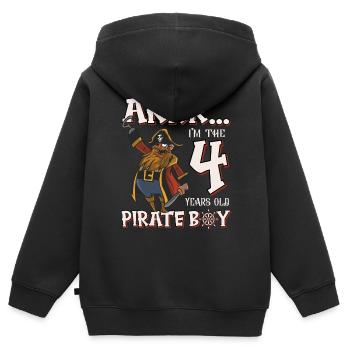 Pirate Boy 4 Jahre alter Pirat 4. Geburtstag - Kinder Premium Organic Zip Hoodie - Schwarz - Hinten - AI Model Kid Male (0cm)