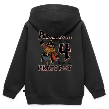 Pirate Boy 4 Jahre alter Pirat 4. Geburtstag - Kinder Premium Organic Zip Hoodie - Schwarz - Hinten - AI Model Kid Male (0cm)