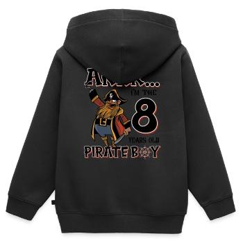 Pirate Boy 8 ans pirate 8ème anniversaire - Sweat Premium à capuche zippé enfant bio - noir - Dos - AI Model Kid Male (0cm)