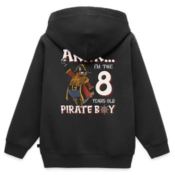 Pirate Boy 8 Jahre alter Pirat 8. Geburtstag - Kinder Premium Organic Zip Hoodie - Schwarz - Hinten - AI Model Kid Male (0cm)