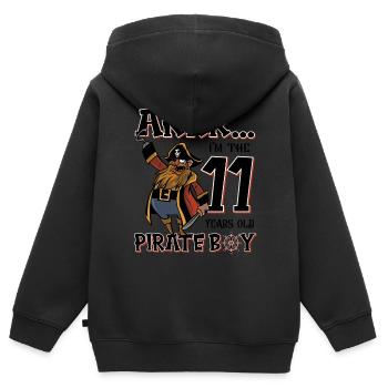 Pirate Boy 11 Jahre alter Pirat 11. Geburtstag - Kinder Premium Organic Zip Hoodie - Schwarz - Hinten - AI Model Kid Male (0cm)