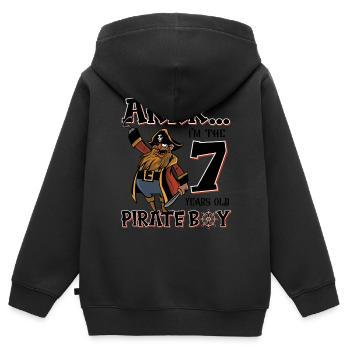 Pirate Boy 7 Jahre alter Pirat 7. Geburtstag - Kinder Premium Organic Zip Hoodie - Schwarz - Hinten - AI Model Kid Male (0cm)