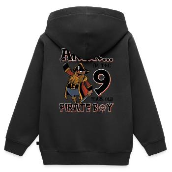 Pirate Boy 9 Jahre alter Pirat 9. Geburtstag - Kinder Premium Organic Zip Hoodie - Schwarz - Hinten - AI Model Kid Male (0cm)