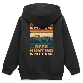 Buck Deer Hunting Hunter - Kinder Premium Organic Zip Hoodie - Schwarz - Hinten - AI Model Kid Male (0cm)