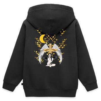 Himmlisch Kreuz Engel Himmel Jenseits Tod - Kinder Premium Organic Zip Hoodie - Schwarz - Hinten - AI Model Kid Male (0cm)