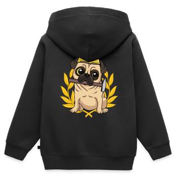 Chantier de chantier maître artisanat métiers métiers chien d’œuvre - Sweat Premium à capuche zippé enfant bio - noir - Dos - AI Model Kid Male (0cm)