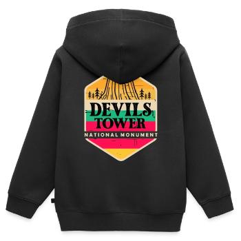 Devils Tower Wyoming National Monument Souvenir - Sweat Premium à capuche zippé enfant bio - noir - Dos - AI Model Kid Male (0cm)