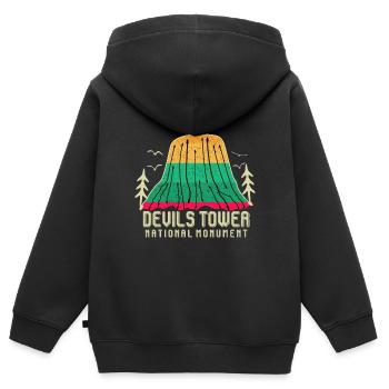 Devils Tower NationalDémarque Randonnée Wyoming Nature - Sweat Premium à capuche zippé enfant bio - noir - Dos - AI Model Kid Male (0cm)