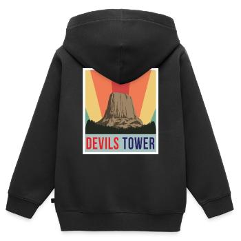 Wyoming Devils Tower National Monument Hiking Nature - Kids Premium Organic Zip-up Hoodie - black - Back - AI Model Kid Male (0cm)