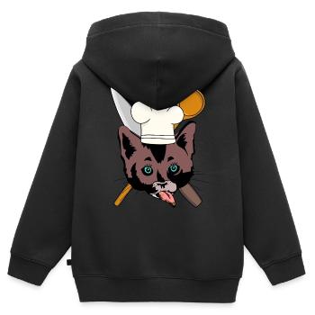 Katzen Küche Koch Kochlöffel Küchenmesser Berufe - Kinder Premium Organic Zip Hoodie - Schwarz - Hinten - AI Model Kid Male (0cm)