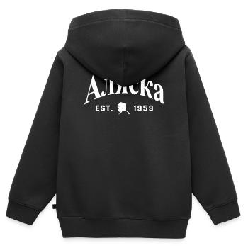 Alaska Tshirt Hommes Femmes Enfants USA Pôle Nord - Sweat Premium à capuche zippé enfant bio - noir - Dos - AI Model Kid Male (0cm)