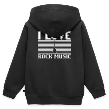 I love rock music - Kinder Premium Organic Zip Hoodie - Schwarz - Hinten - AI Model Kid Male (0cm)