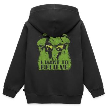 Alien - Kinder Premium Organic Zip Hoodie - Schwarz - Hinten - AI Model Kid Male (0cm)