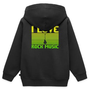 I love rock music - Kinder Premium Organic Zip Hoodie - Schwarz - Hinten - AI Model Kid Male (0cm)