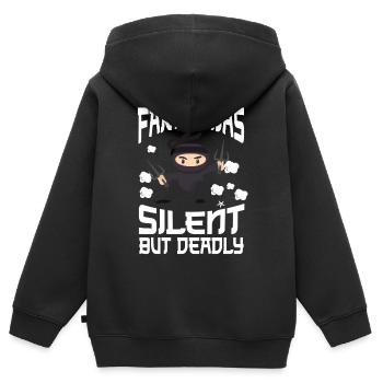 Ninja Ninjutsu Judo Katana Enfants Shuriken Guerrier - Sweat Premium à capuche zippé enfant bio - noir - Dos - AI Model Kid Male (0cm)