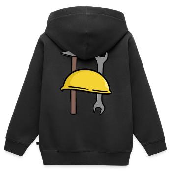 Artisanat Casque de sécurité Outil Chantier de construction Commercial - Sweat Premium à capuche zippé enfant bio - noir - Dos - AI Model Kid Male (0cm)