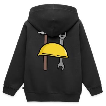 Handwerk Werkzeug Baustelle Gewerbe Berufe Job - Kinder Premium Organic Zip Hoodie - Schwarz - Hinten - AI Model Kid Male (0cm)