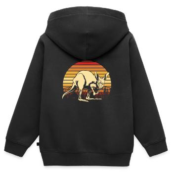 Kangourou Rétro Australie Down Under Outback - Sweat Premium à capuche zippé enfant bio - noir - Dos - AI Model Kid Male (0cm)