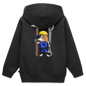 Chantier de construction Artisan Chien Outil Casque de sécurité Travail - Sweat Premium à capuche zippé enfant bio - noir - Dos - AI Model Kid Male (0cm)