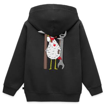Construction de chantier de casque de sécurité de poulet d’outil de chantier - Sweat Premium à capuche zippé enfant bio - noir - Dos - AI Model Kid Male (0cm)