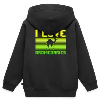 J’adore les dromadaires - Sweat Premium à capuche zippé enfant bio - noir - Dos - AI Model Kid Male (0cm)