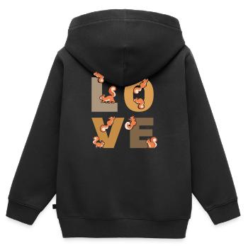 Écureuil LOVE Écureuil Nice Écureuil - Sweat Premium à capuche zippé enfant bio - noir - Dos - AI Model Kid Male (0cm)