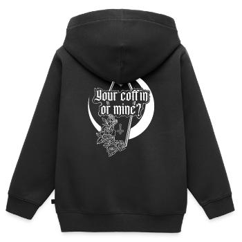 Votre cercueil ou le mien? - Sweat Premium à capuche zippé enfant bio - noir - Dos - AI Model Kid Male (0cm)