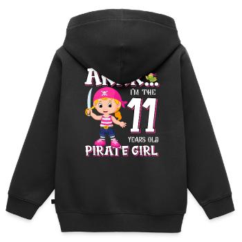 Pirate Boy 11 Jahre alter Pirat 11. Geburtstag - Kinder Premium Organic Zip Hoodie - Schwarz - Hinten - AI Model Kid Male (0cm)