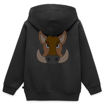 Wilder Eber Tier Motiv Aufdruck mit Wildschwein - Kinder Premium Organic Zip Hoodie - Schwarz - Hinten - AI Model Kid Male (0cm)