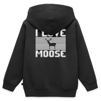 I love moose - Kinder Premium Organic Zip Hoodie - Schwarz - Hinten - AI Model Kid Male (0cm)
