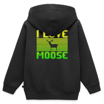 I love moose - Kinder Premium Organic Zip Hoodie - Schwarz - Hinten - AI Model Kid Male (0cm)