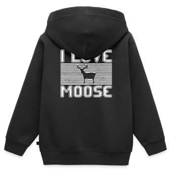 I love moose - Kinder Premium Organic Zip Hoodie - Schwarz - Hinten - AI Model Kid Male (0cm)