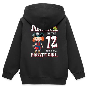 Pirate Boy 12 Jahre alter Pirat 12. Geburtstag - Kinder Premium Organic Zip Hoodie - Schwarz - Hinten - AI Model Kid Male (0cm)
