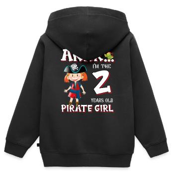 Pirate Boy 2 ans pirate 2ème anniversaire - Sweat Premium à capuche zippé enfant bio - noir - Dos - AI Model Kid Male (0cm)