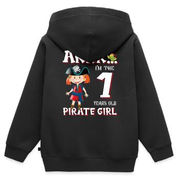 Pirate Boy 1 Jahre alter Pirat 1. Geburtstag - Kinder Premium Organic Zip Hoodie - Schwarz - Hinten - AI Model Kid Male (0cm)