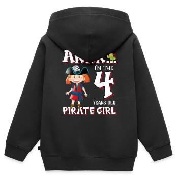 Pirate Boy 4 Jahre alter Pirat 4. Geburtstag - Kinder Premium Organic Zip Hoodie - Schwarz - Hinten - AI Model Kid Male (0cm)