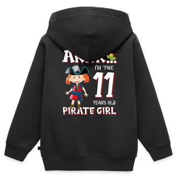 Pirate Boy 11 Jahre alter Pirat 11. Geburtstag - Kinder Premium Organic Zip Hoodie - Schwarz - Hinten - AI Model Kid Male (0cm)