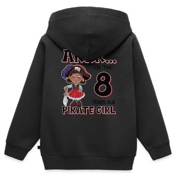 Pirate Boy 8 ans pirate 8ème anniversaire - Sweat Premium à capuche zippé enfant bio - noir - Dos - AI Model Kid Male (0cm)