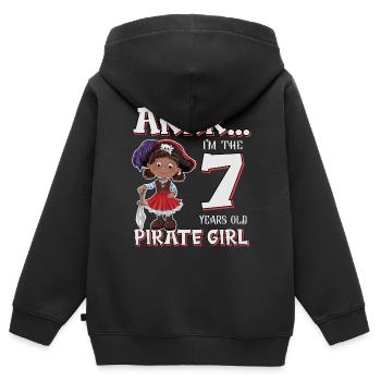 Pirate Boy 7 Jahre alter Pirat 7. Geburtstag - Kinder Premium Organic Zip Hoodie - Schwarz - Hinten - AI Model Kid Male (0cm)