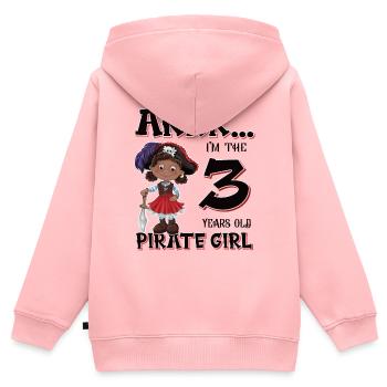 Pirate Boy 3 ans pirate 3ème anniversaire - Sweat Premium à capuche zippé enfant bio - rose - Dos - AI Model Kid Female (0cm)